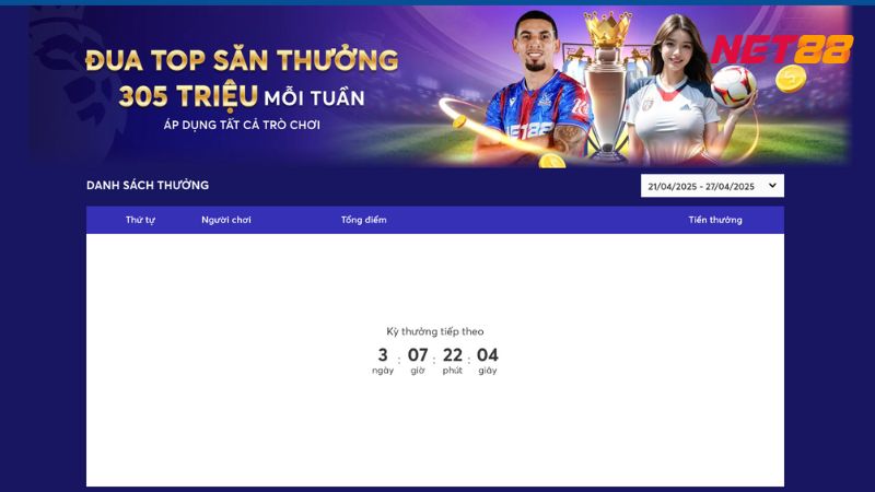 Khuyến mãi Net88 3 Anh em nhớ tham gia chương trình đua top theo tuần để chinh phục giải thưởng 88 triệu