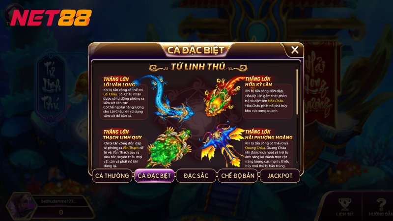 Trò chơi hội tụ 4 loại cá đặc biệt - Tứ Linh Thú