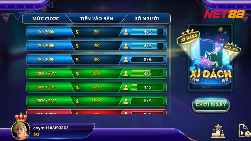 Xì Dách Net88 | Thử Thách 21 Điểm Cho Bet Thủ Đấu Trí Nhà Cái 2 Nhà cái cung cấp đa dạng lựa chọn bàn chơi đặt bet, phù hợp cho mọi phong cách cược